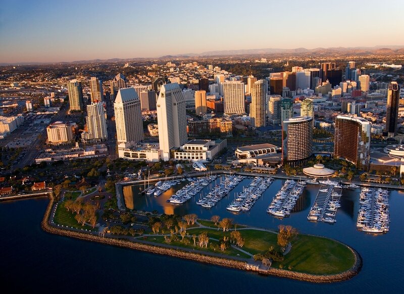 San Diego Skyline — Blue, Serene, Sunset, Photograph, Skyscraper, Marina