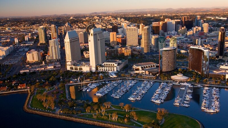San Diego Skyline — Blue, Serene, Sunset, Photograph, Skyscrapers