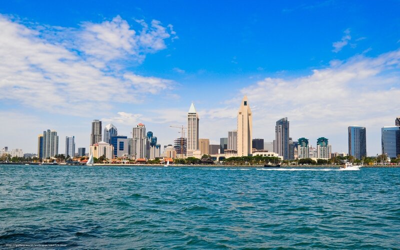 San Diego skyline from the water