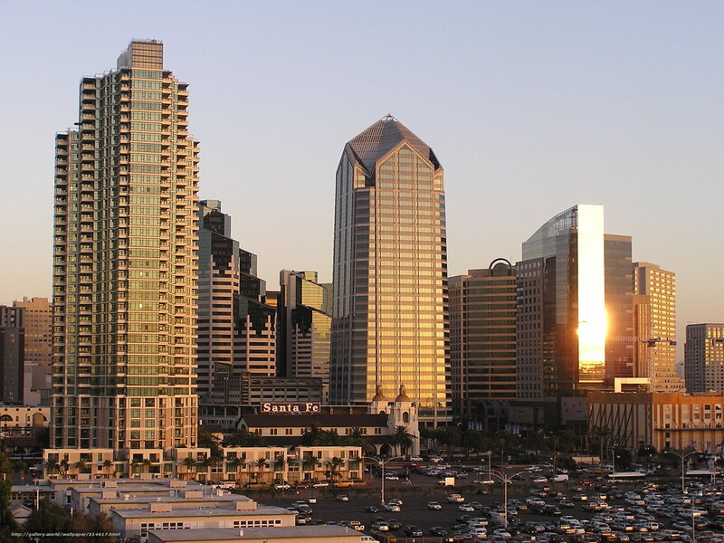 San Diego Skyline — Gold, Serene