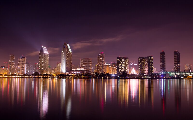 San Diego Skyline — Purple, Serene, Night