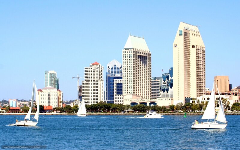 San Diego skyline with sailboats