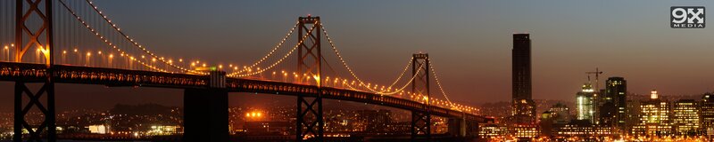 San Francisco Bay Bridge at dusk