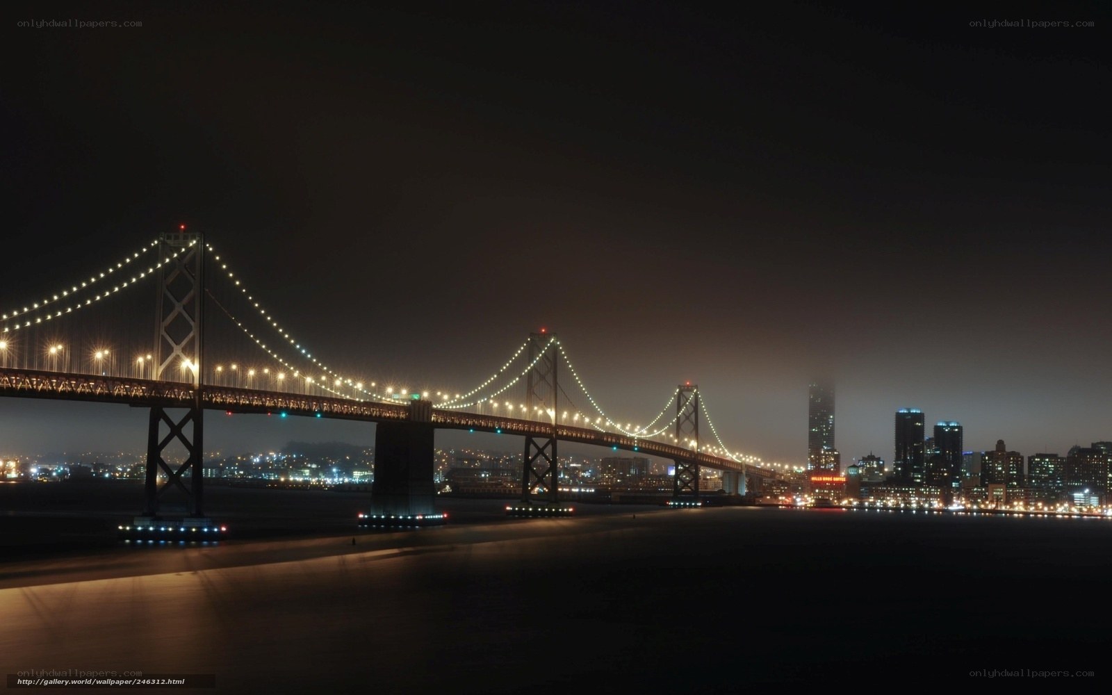 San Francisco Bay Bridge at night