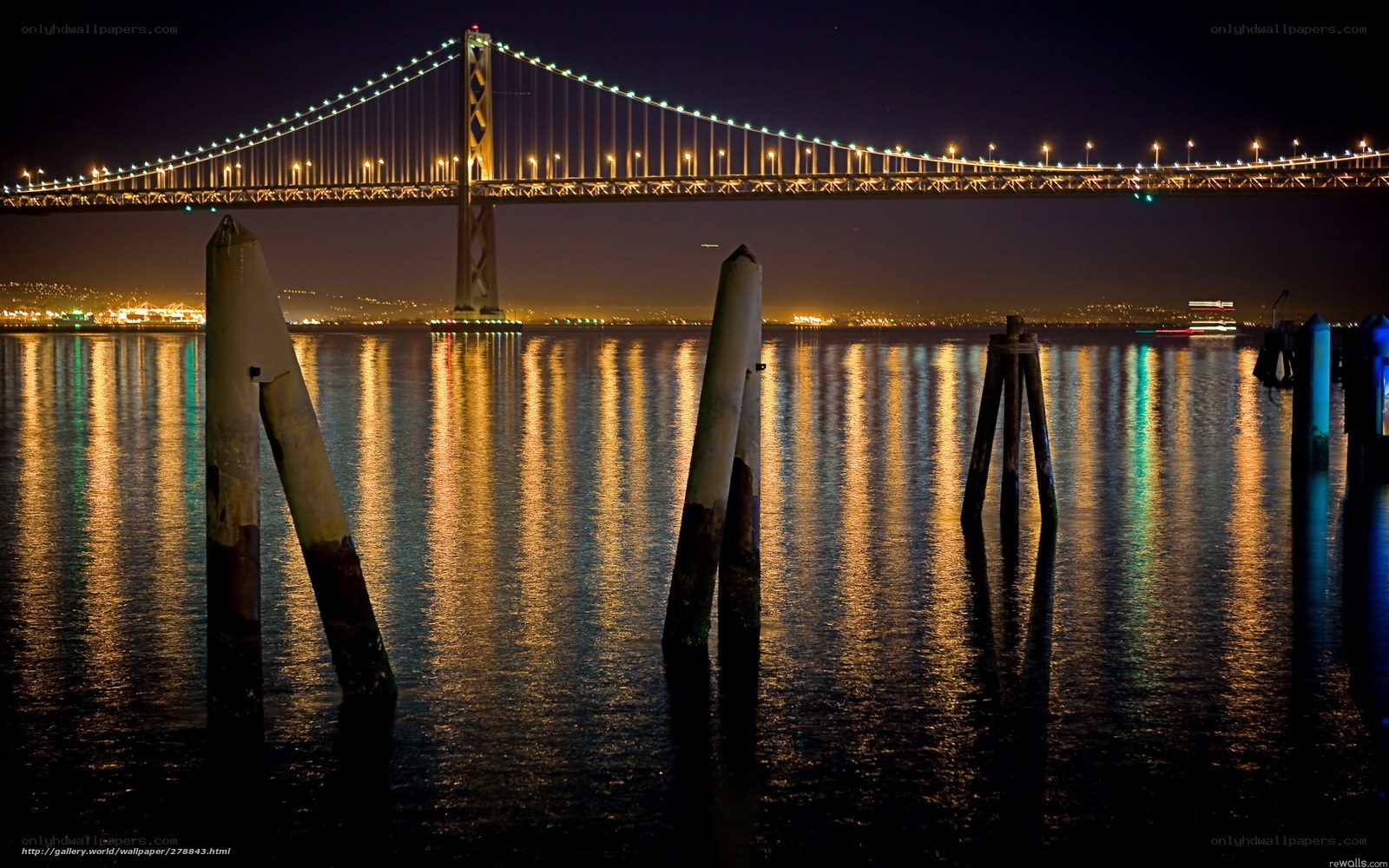 San Francisco Bay Bridge at night