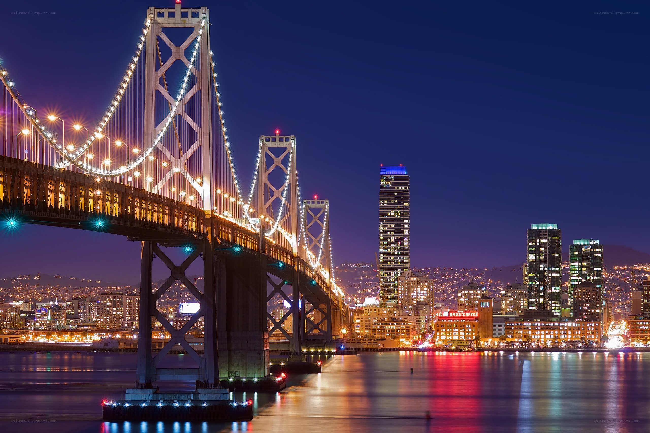 San Francisco Bay Bridge at night