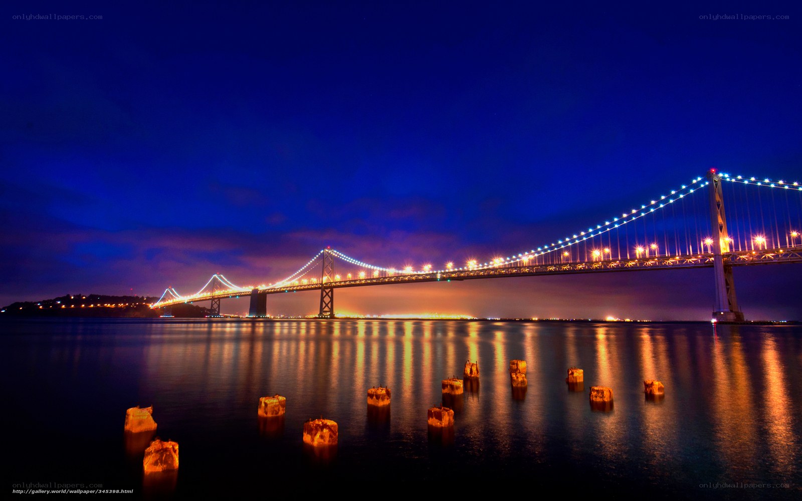San Francisco Bay Bridge at night