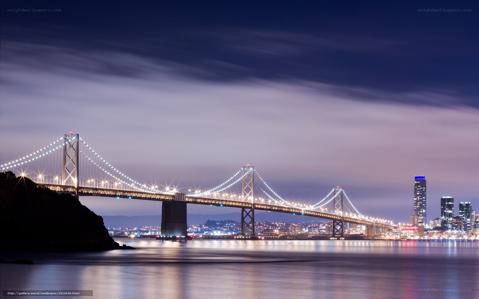 San Francisco Bay Bridge at night