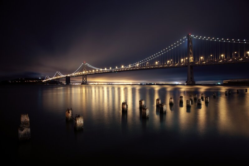 San Francisco Bay Bridge at night