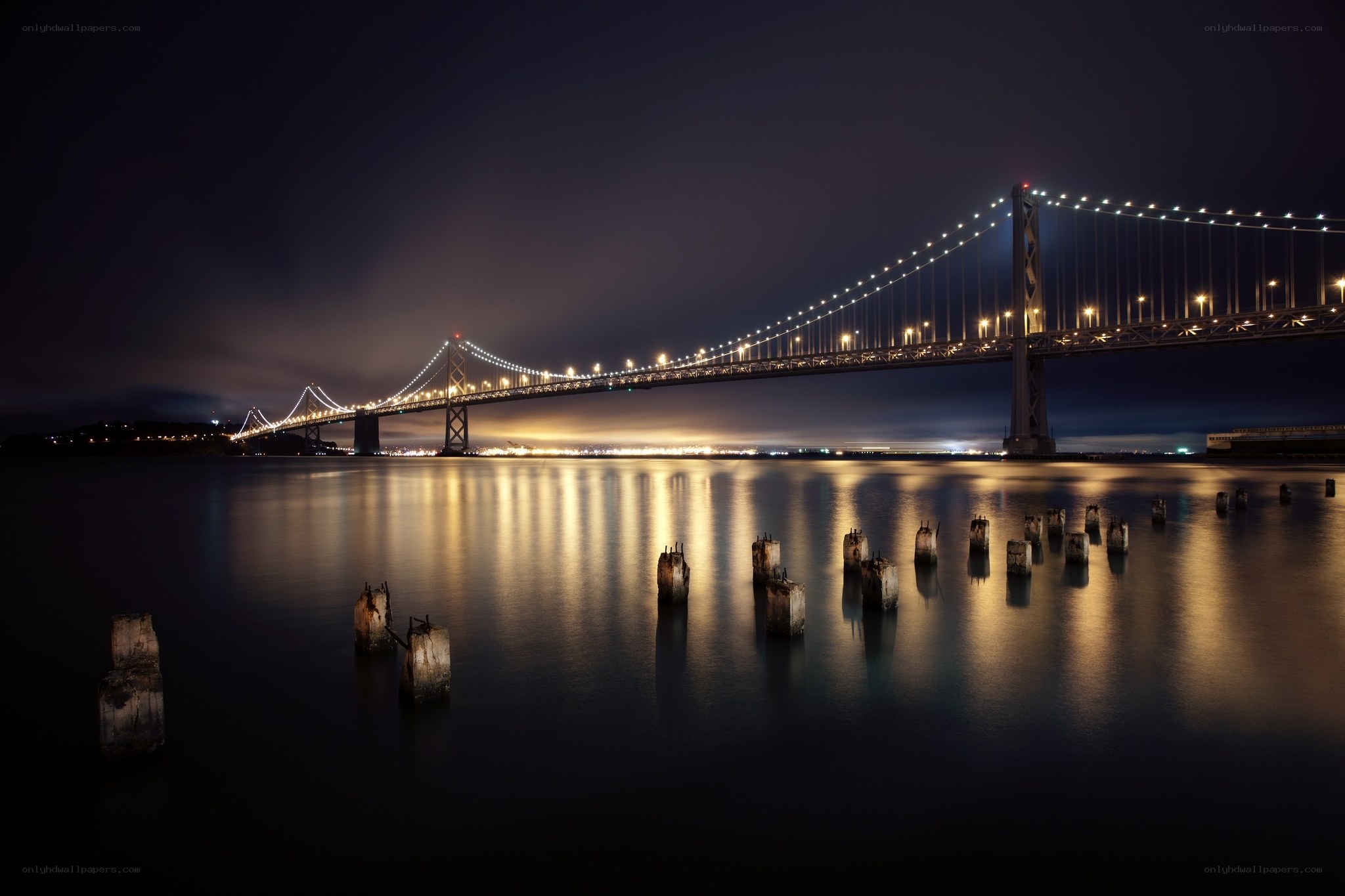 San Francisco Bay Bridge at night