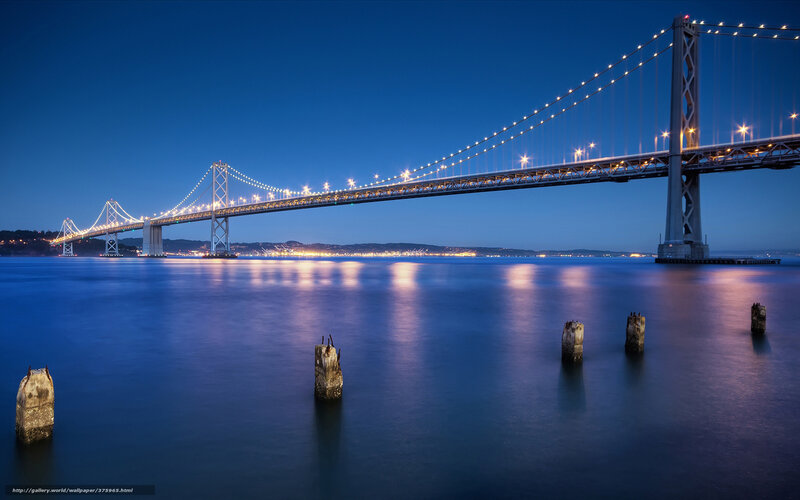 San Francisco Bay Bridge at night