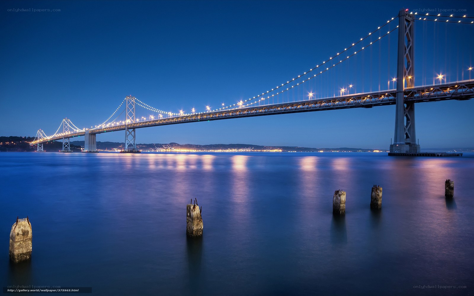 San Francisco Bay Bridge at night