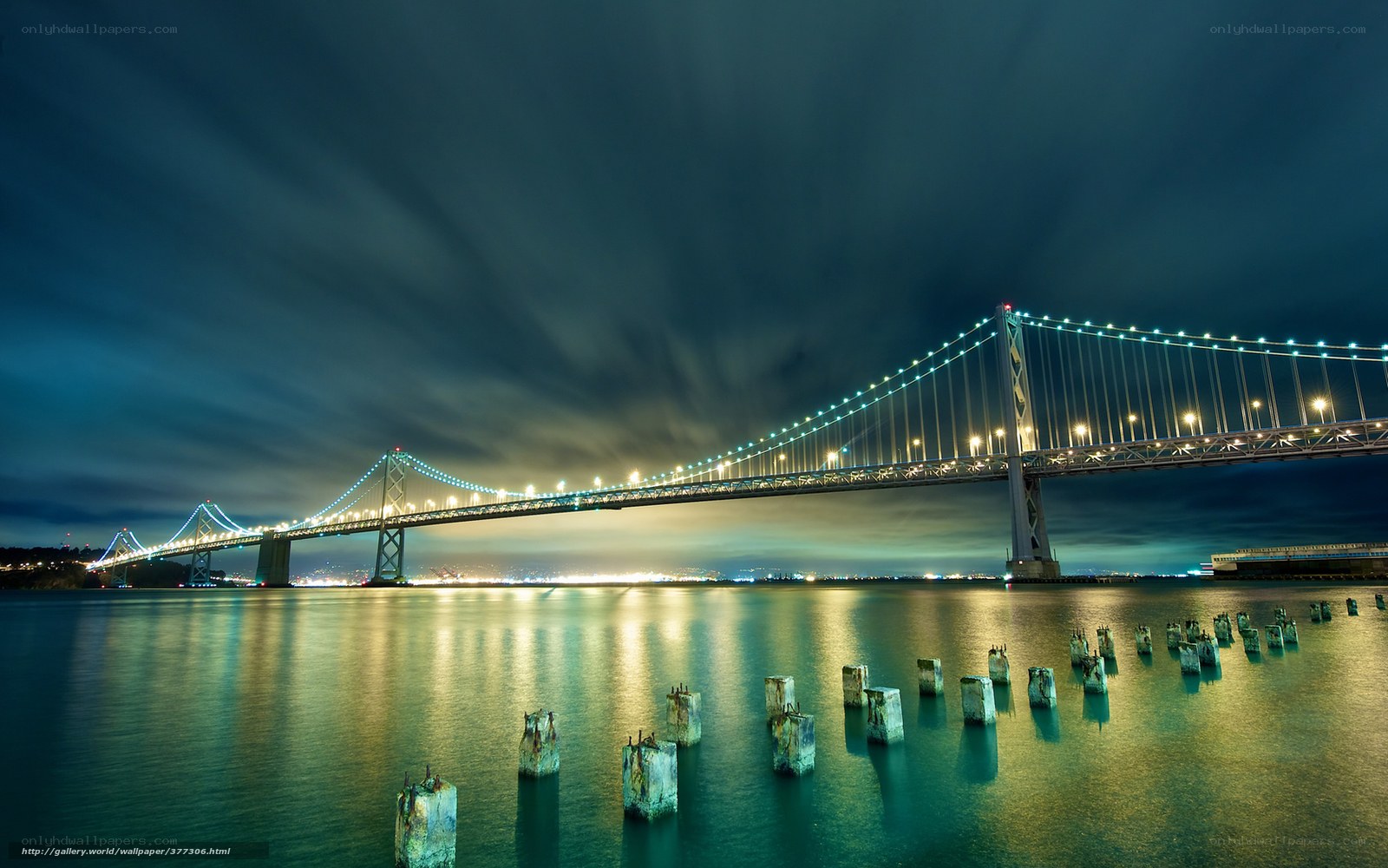 San Francisco Bay Bridge at night