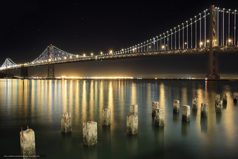 San Francisco Bay Bridge at night
