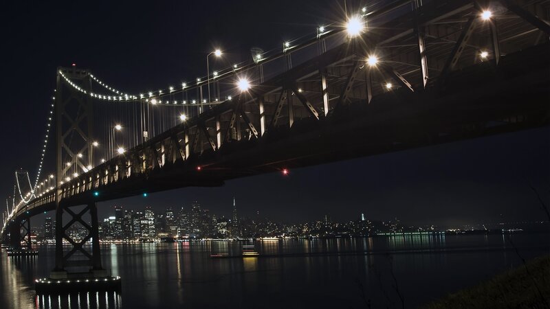 San Francisco Bay Bridge at night