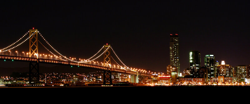 San Francisco Bay Bridge at night