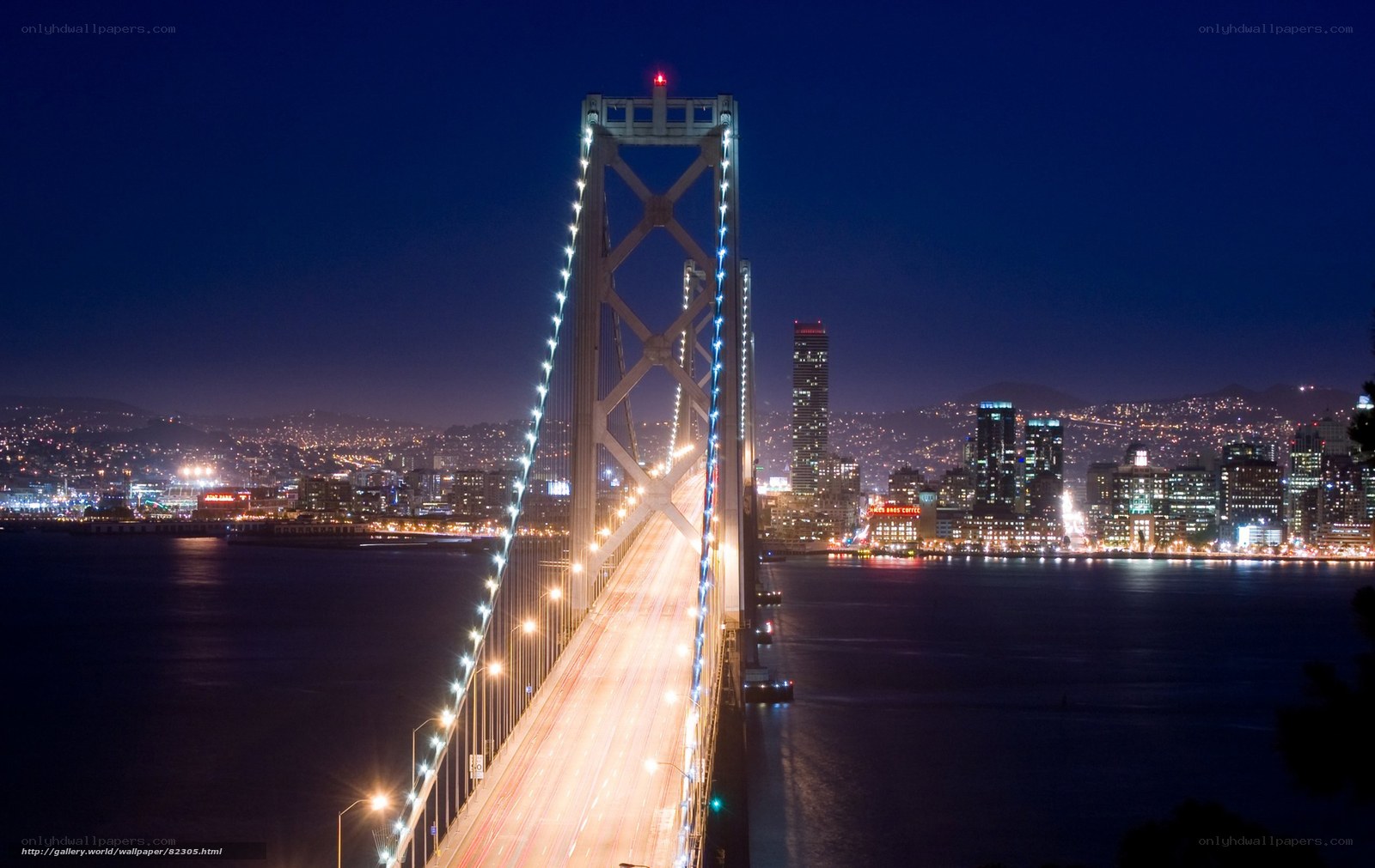 San Francisco Bay Bridge at night