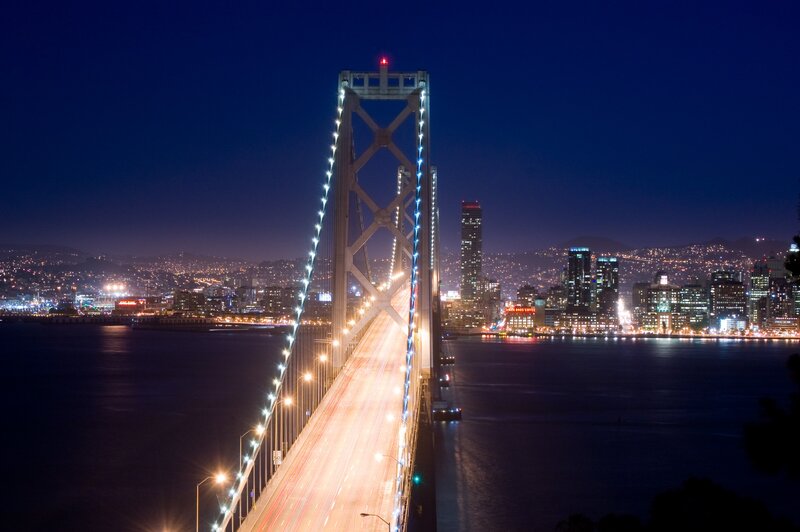 San Francisco Bay Bridge at night