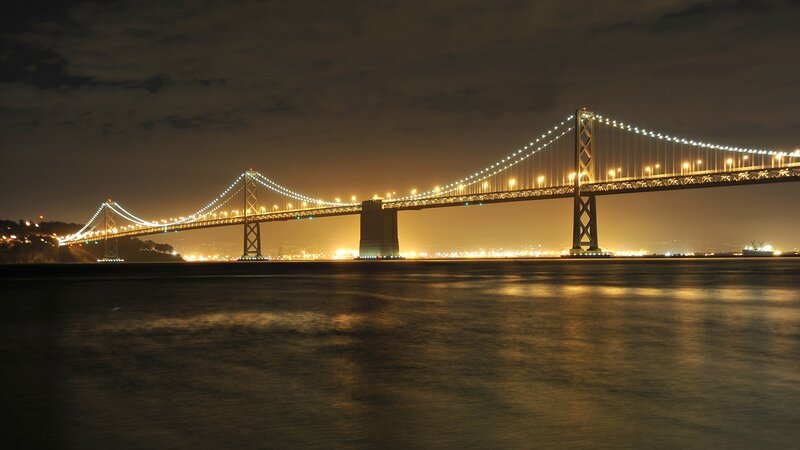 San Francisco Bay Bridge at night
