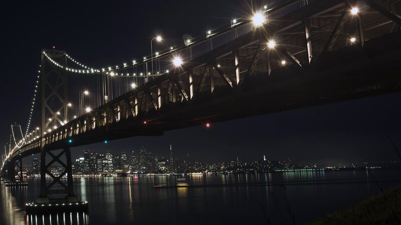 San Francisco Bay Bridge at night