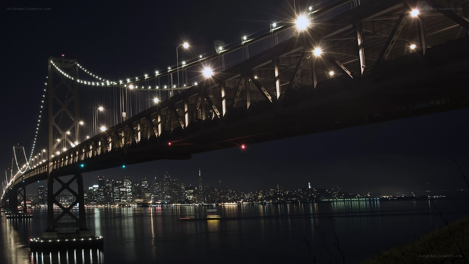 San Francisco Bay Bridge at night