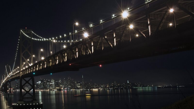 San Francisco Bay Bridge at night