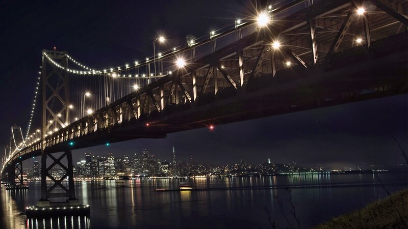 San Francisco Bay Bridge at night