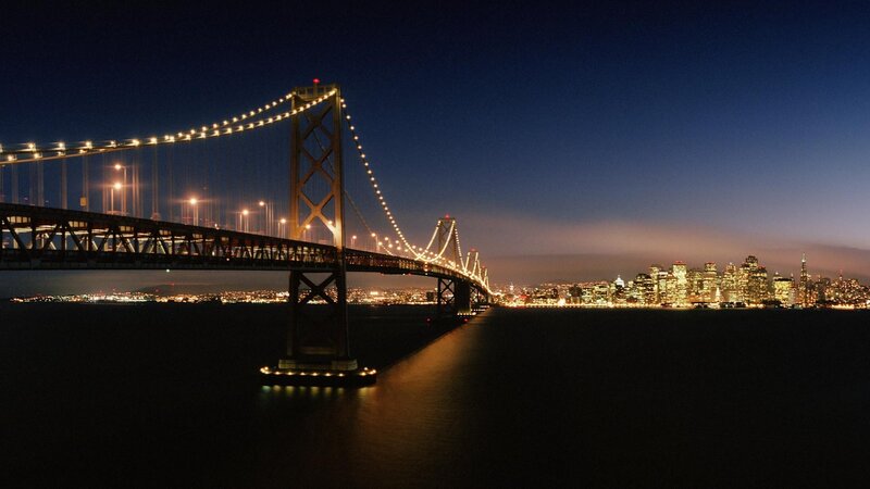 San Francisco Bay Bridge at night