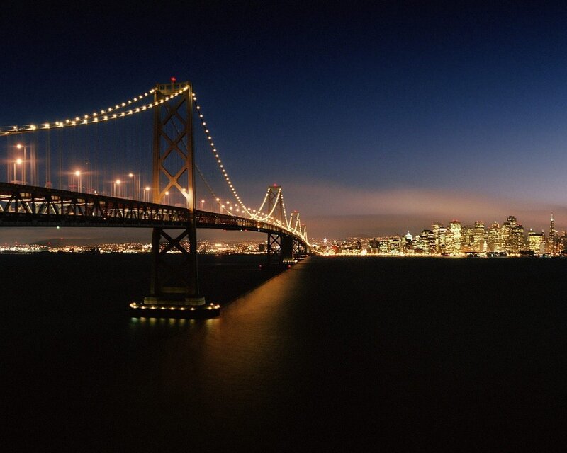 San Francisco Bay Bridge at night