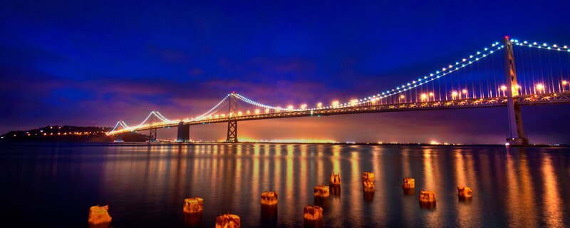 San Francisco Bay Bridge at night