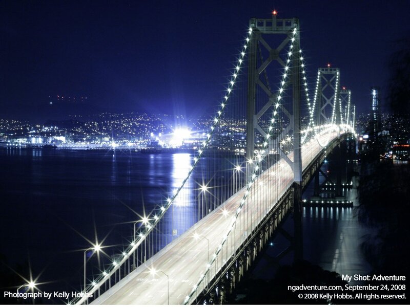 San Francisco Bay Bridge at night