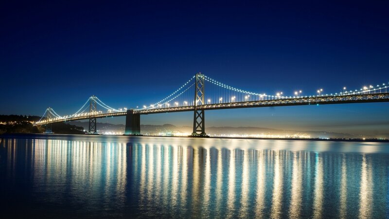 San Francisco Bay Bridge at night