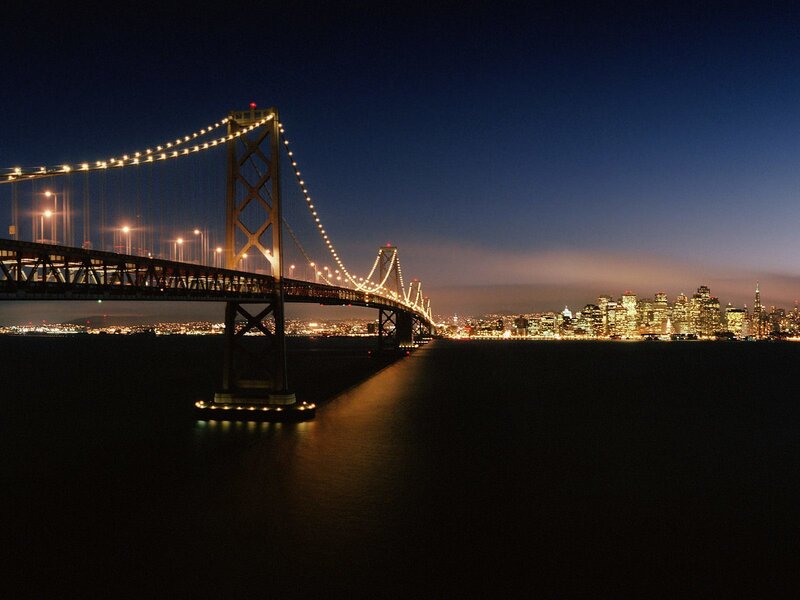 San Francisco Bay Bridge at night