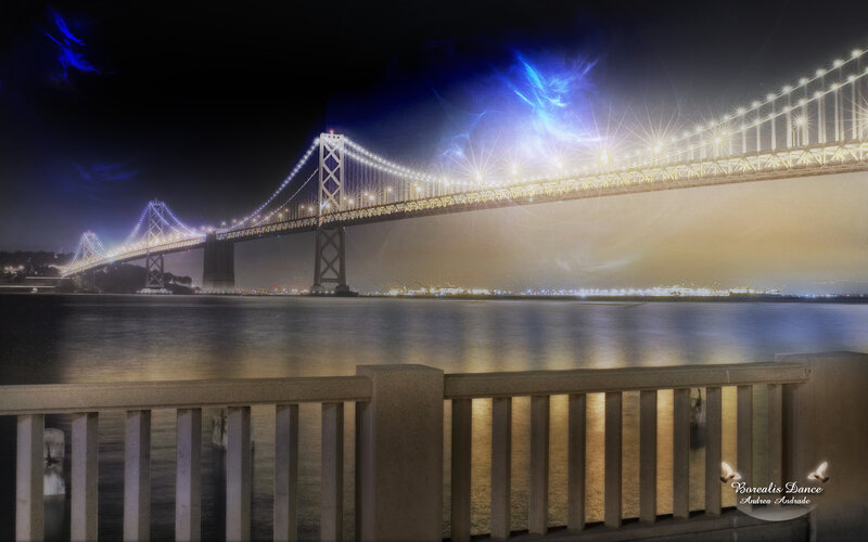 San Francisco Bay Bridge at night