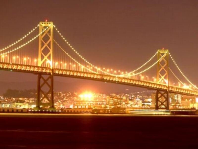 San Francisco Bay Bridge at night