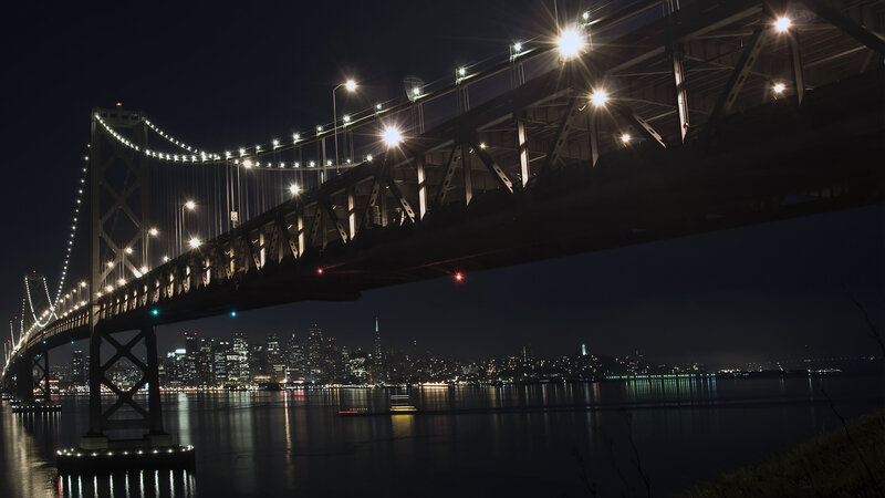 San Francisco Bay Bridge at night