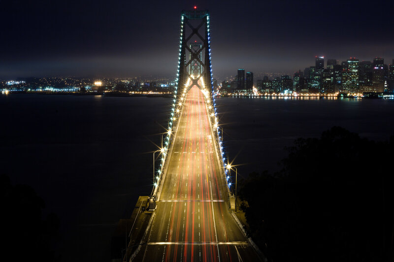 San Francisco Bay Bridge at night