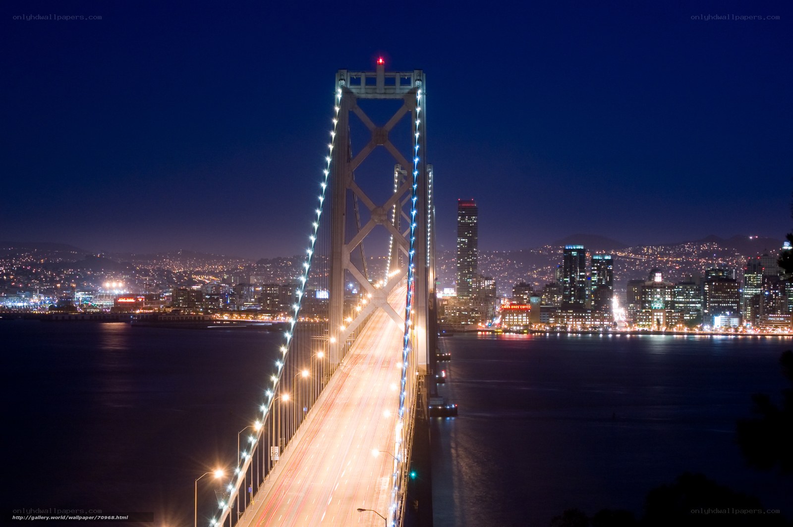 San Francisco Bay Bridge at night