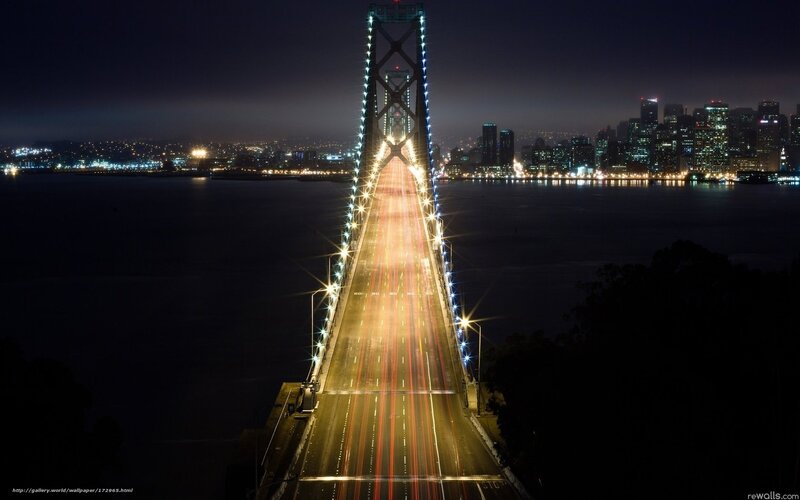 San Francisco Bay Bridge — Black, Dramatic, Night, Photograph