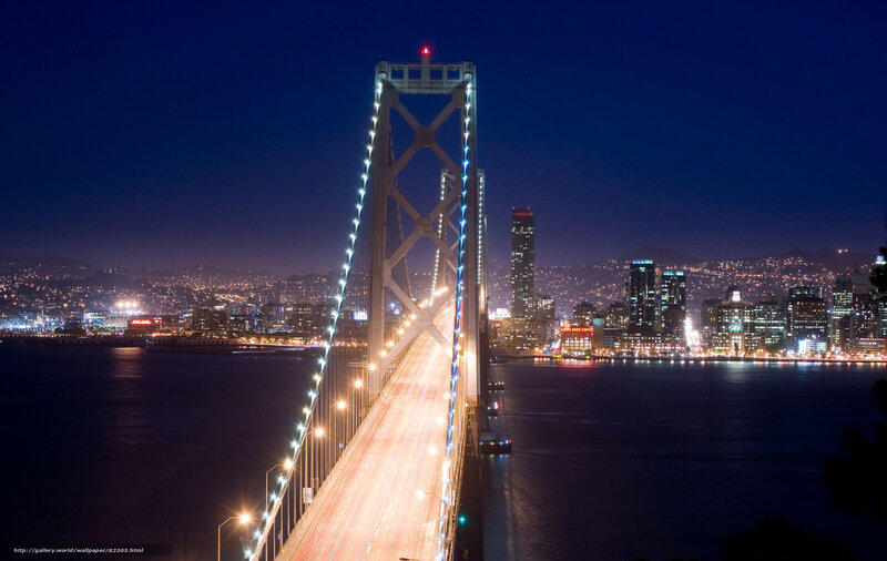 San Francisco Bay Bridge — Blue, Dramatic, Night