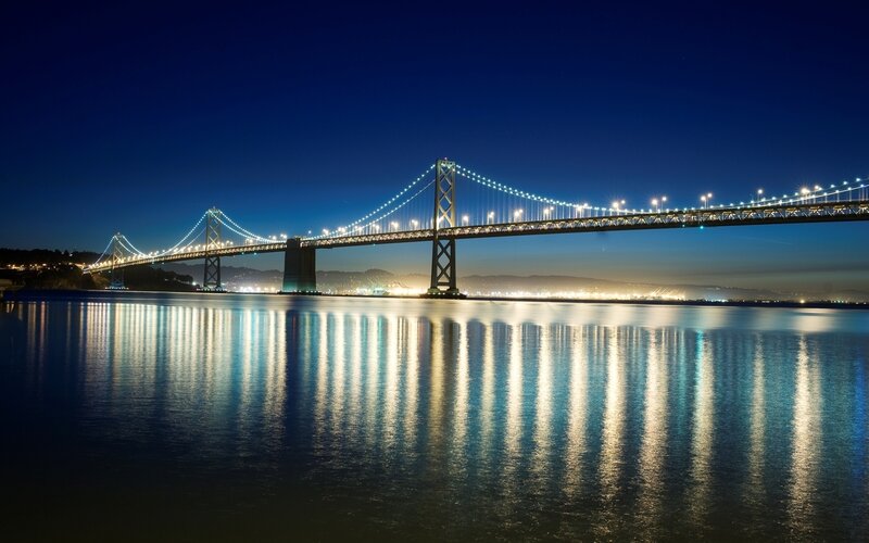 San Francisco Bay Bridge — Blue, Serene