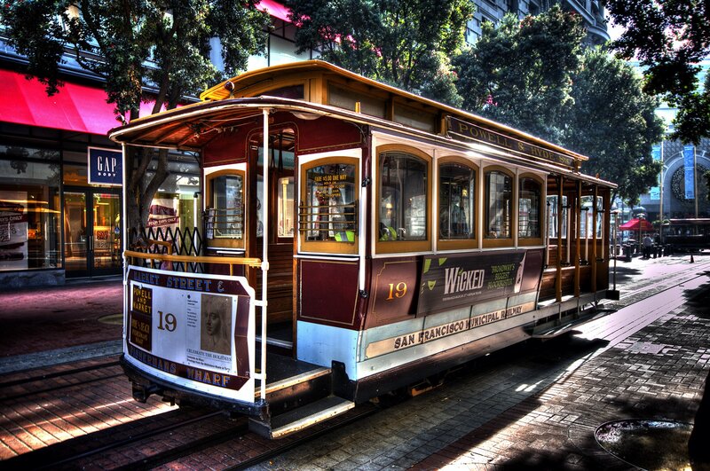 San Francisco Cable Car — Brown, Dramatic, Afternoon, Photograph
