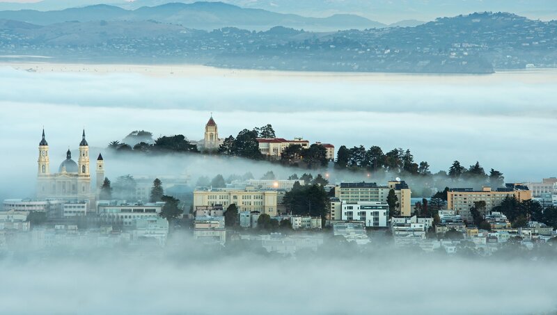 San Francisco foggy skyline