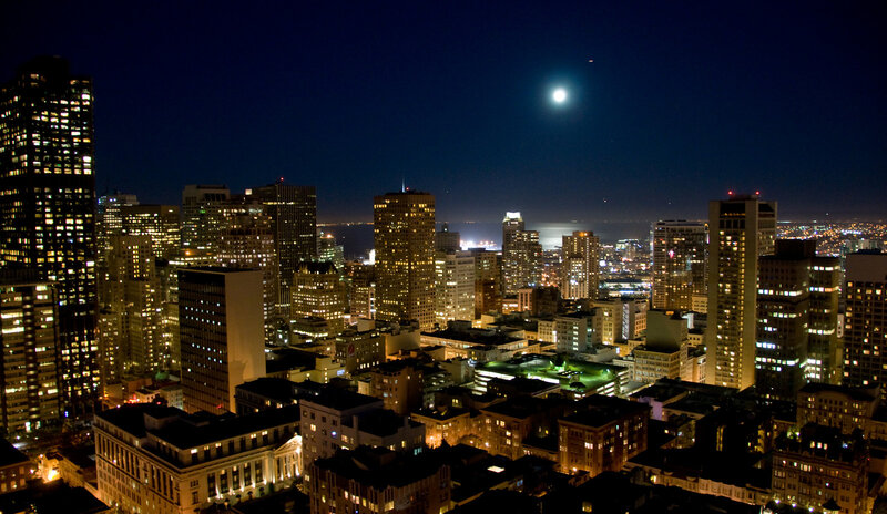 San Francisco Skyline at Night — Black, Calm