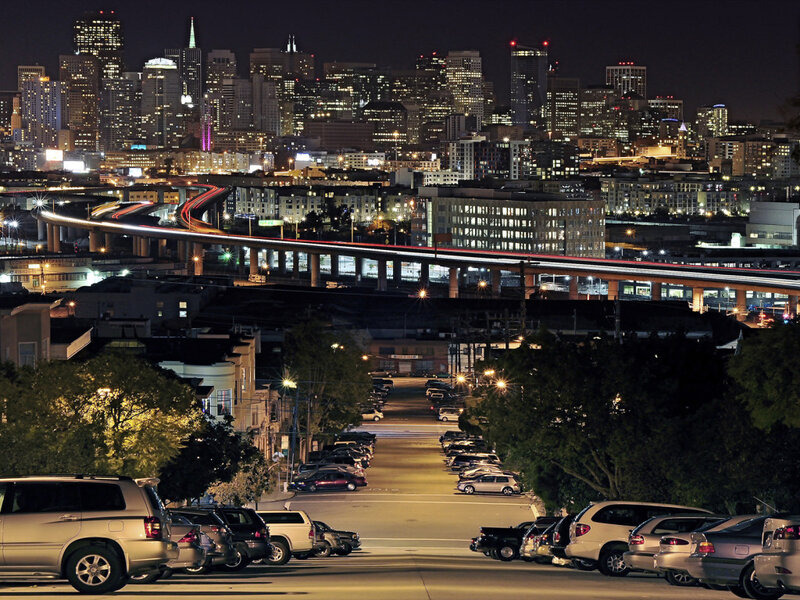 San Francisco Skyline at Night — Black
