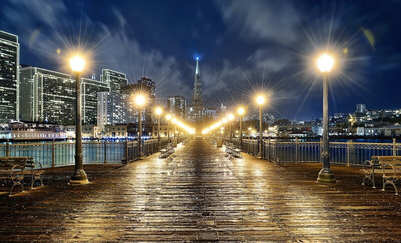San Francisco Skyline at Night — Blue, Serene