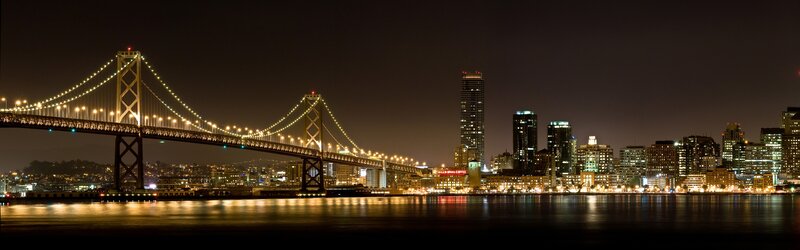 San Francisco Skyline — Black, Calm, Night, Photograph