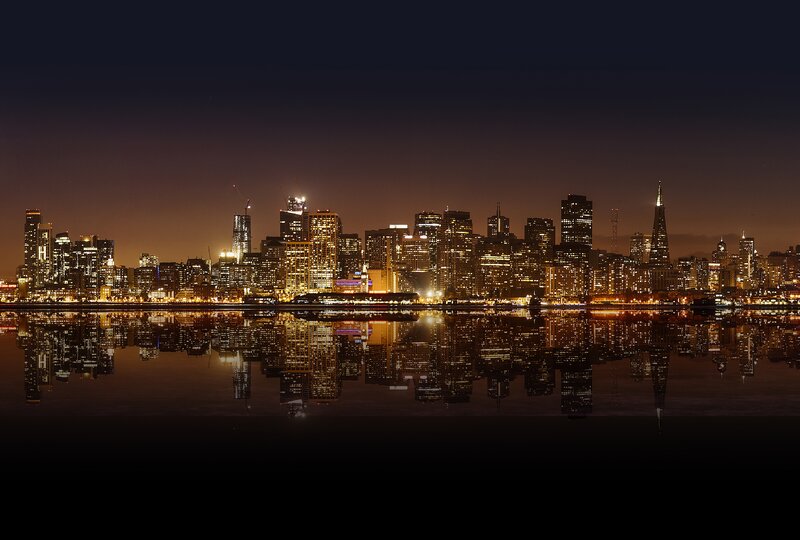 San Francisco Skyline — Black, Calm, Night