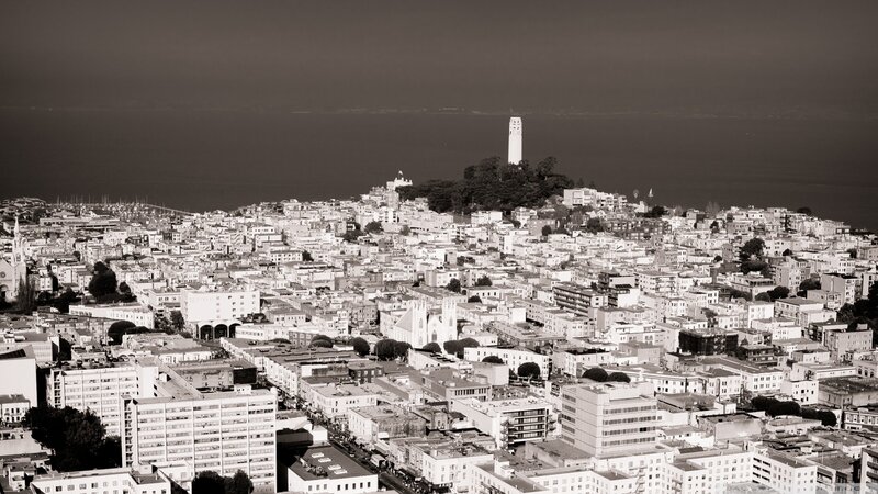 San Francisco Skyline — Black, Dramatic, Afternoon, Photograph