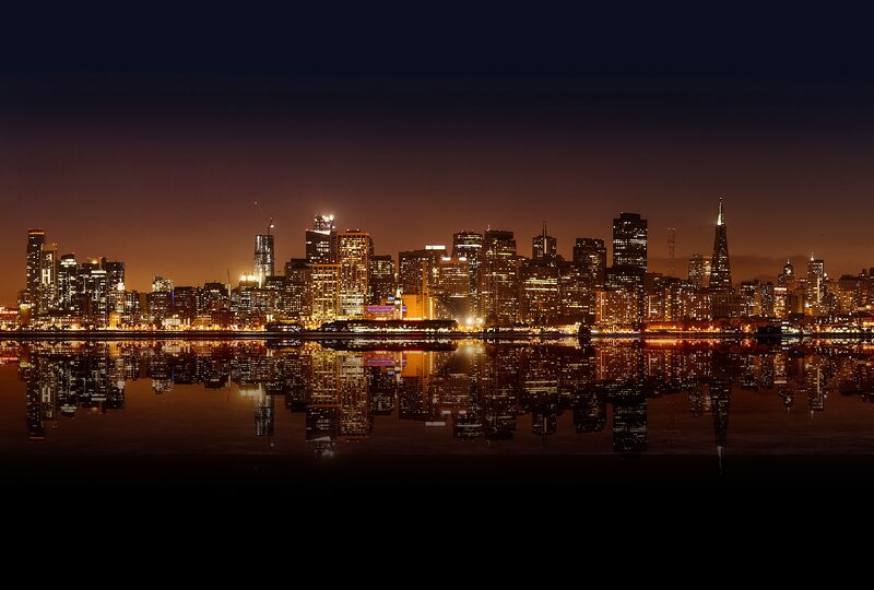 San Francisco Skyline — Black, Serene, Night, Photograph, Buildings